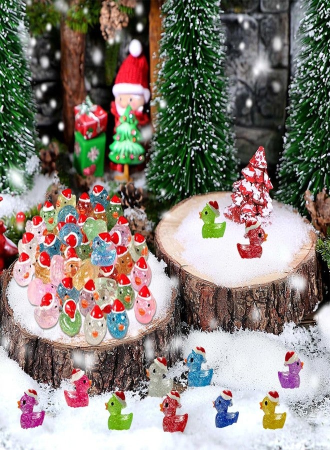 AWEELON 100PCS Christmas Glitter Mini Resin Ducks, Luminous Miniature Figures Tiny Ducks Micro Landscape Garden Aquarium Dollhouse for Xmas Birthday Ornaments - Image 3